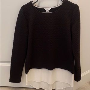 Crown & Ivy Black & White Mixed Media Top, Small